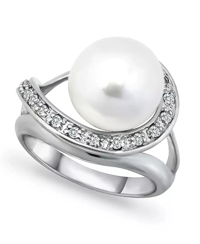 商品Macy's|Imitation Pearl and Pave Cubic Zirconia Swirl Wrap Ring in Silver Plate,价格¥114,第1张图片