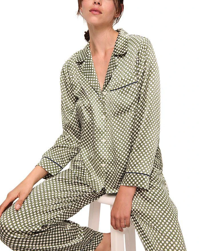 Inez Printed Washable Silk Long Pajama Set 商品