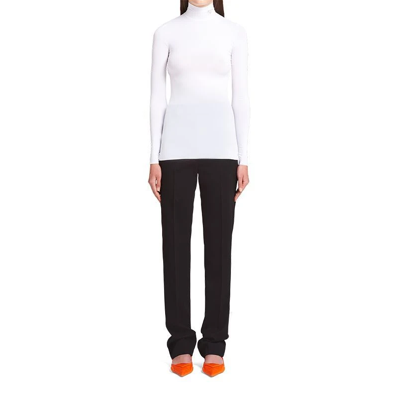 商品Prada|【预售3-7天】PRADA/普拉达  女士白色尼龙平纹针织高领上衣39528_1YQ4_F0009_S_211,价格¥5879,第4张图片详细描述