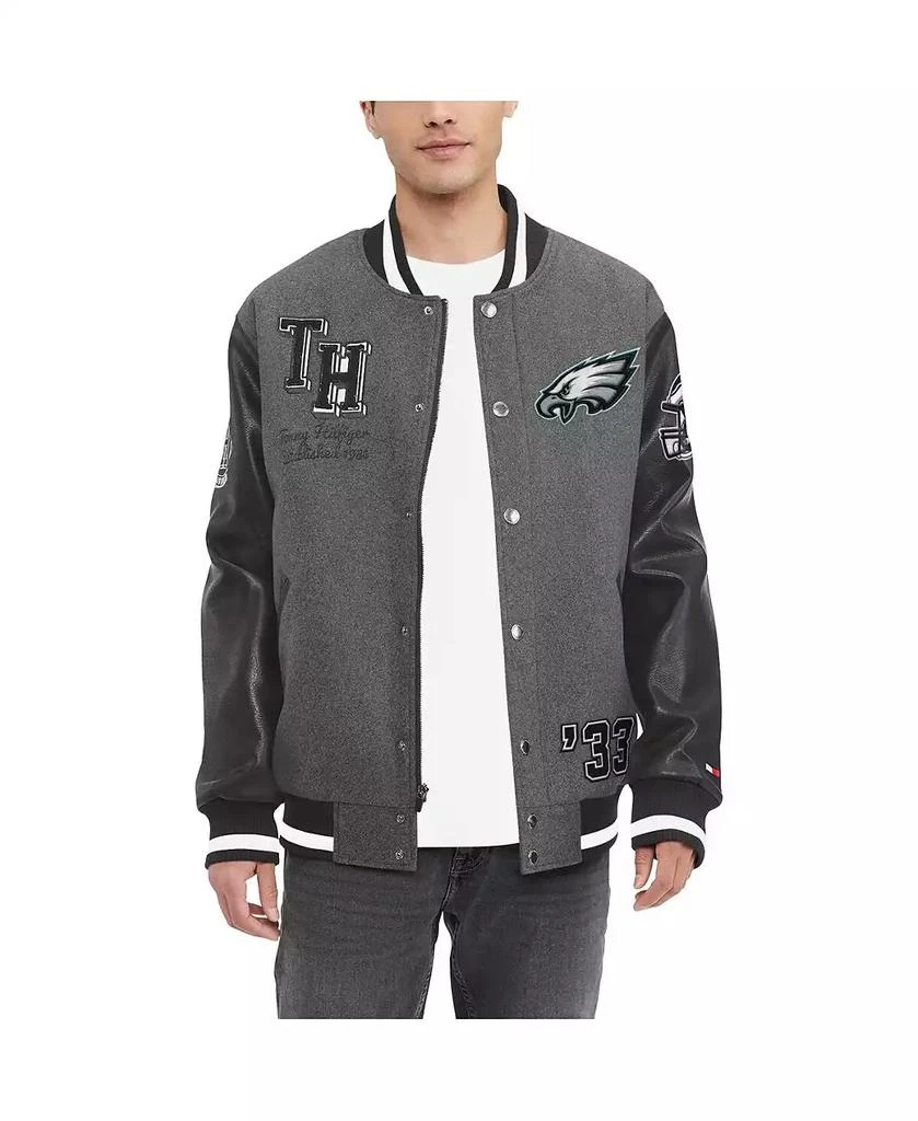 商品Tommy Hilfiger|Men's Heather Gray, Black Philadelphia Eagles Gunner Full-Zip Varsity Jacket,价格¥1234,第1张图片