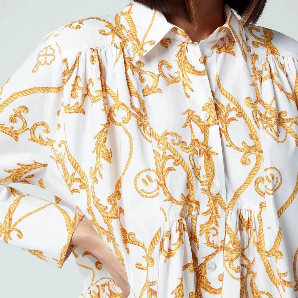 商品Ganni|Ganni Women's Printed Cotton Poplin Dress - Egret,价格¥1349,第4张图片详细描述