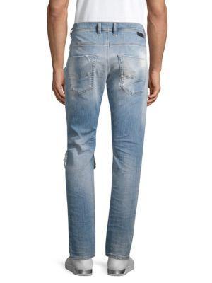 Krooley Distressed Tapered Jeans商品第2张图片规格展示