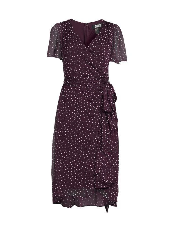 商品DKNY|Polka Dot Faux Wrap Dress,价格¥304,第3张图片详细描述