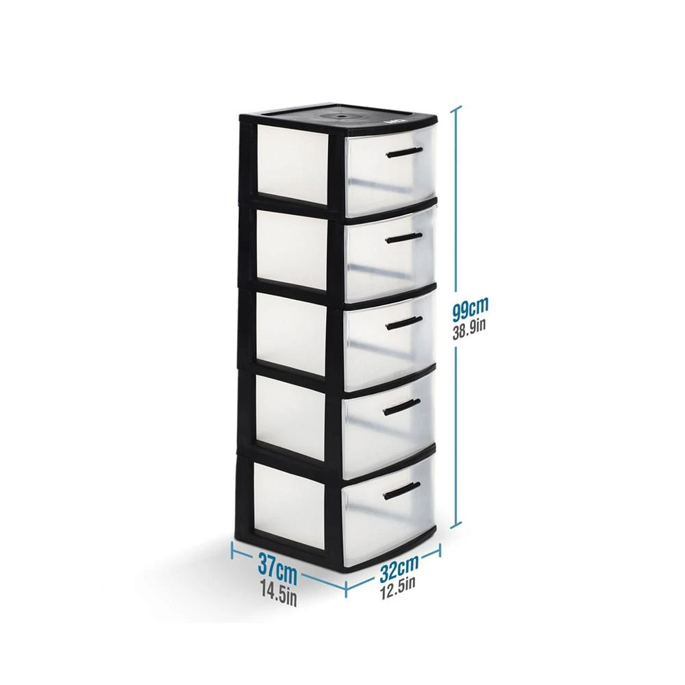 Eclypse 5-Drawer Storage Unit with Clear Drawers, Pack of 2 商品