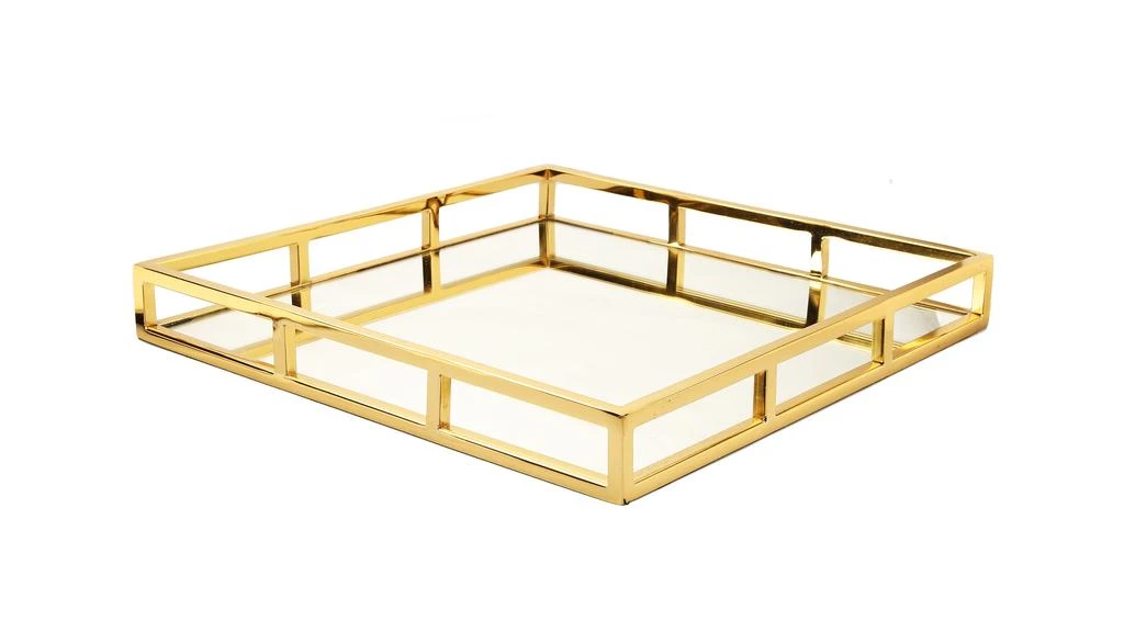商品Classic Touch Decor|Square Mirror Tray-gold,价格¥909,第1张图片