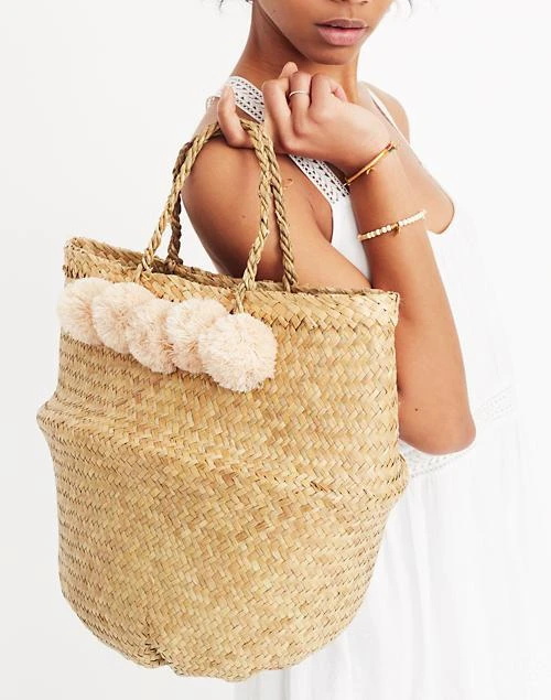 商品Madewell|Xinh & Co. Large Pom-Pom Basket Tote,价格¥315,第4张图片详细描述