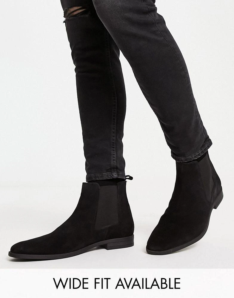 商品ASOS|ASOS DESIGN chelsea boots in black suede with black sole,价格¥379,第1张图片