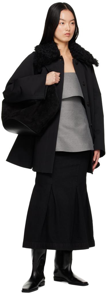 Black Shearling Collar Jacket商品第5张图片规格展示