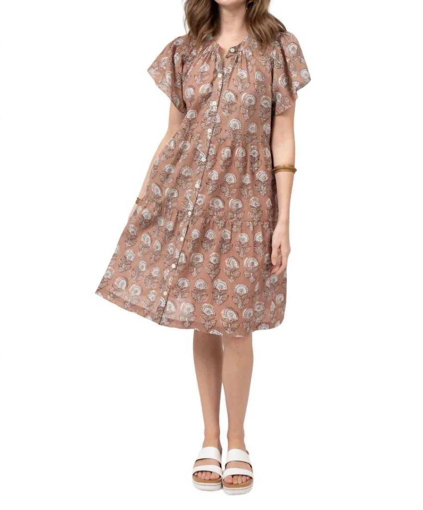 商品Uncle Frank|Block Floral Dress In Cocoa,价格¥660,第3张图片详细描述