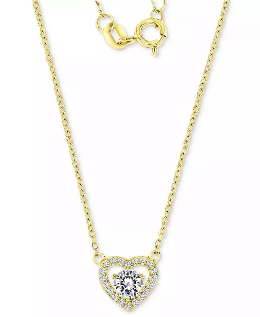 商品Macy's|Cubic Zirconia Heart Halo Pendant Necklace in 14k Gold-Plated Sterling Silver, 16" + 2" extender,价格¥450,第1张图片