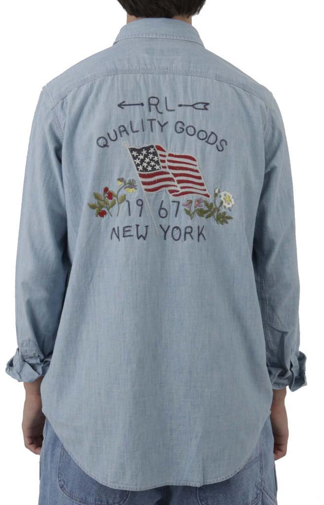 商品Ralph Lauren|Classic Fit Flag Chambray Work Shirt - Light Indigo,价格¥985,第1张图片