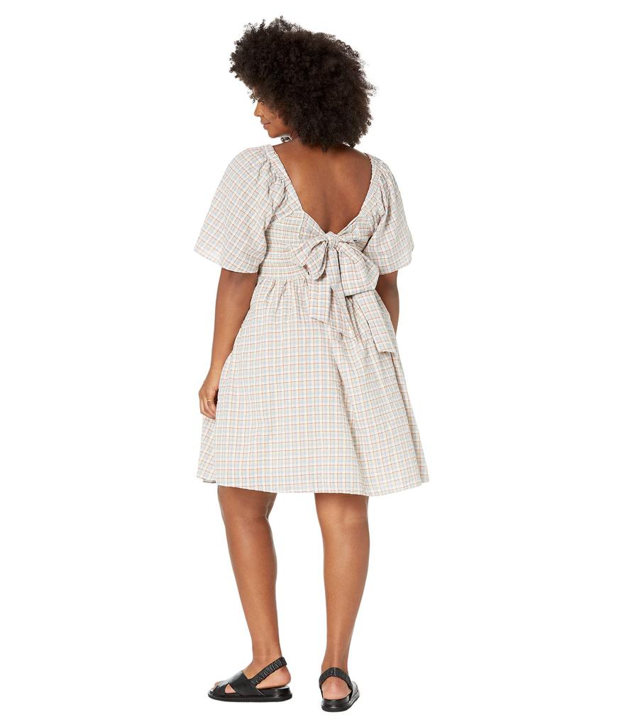 Plus Seersucker Lucie Tie-Back Mini Dress in Plaid商品第2张图片规格展示