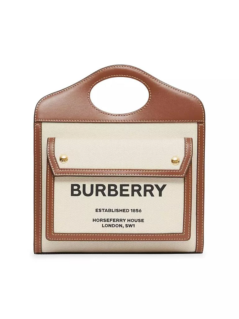 商品Burberry|Mini Leather-Trimmed Canvas Pocket Tote,价格¥10622,第1张图片