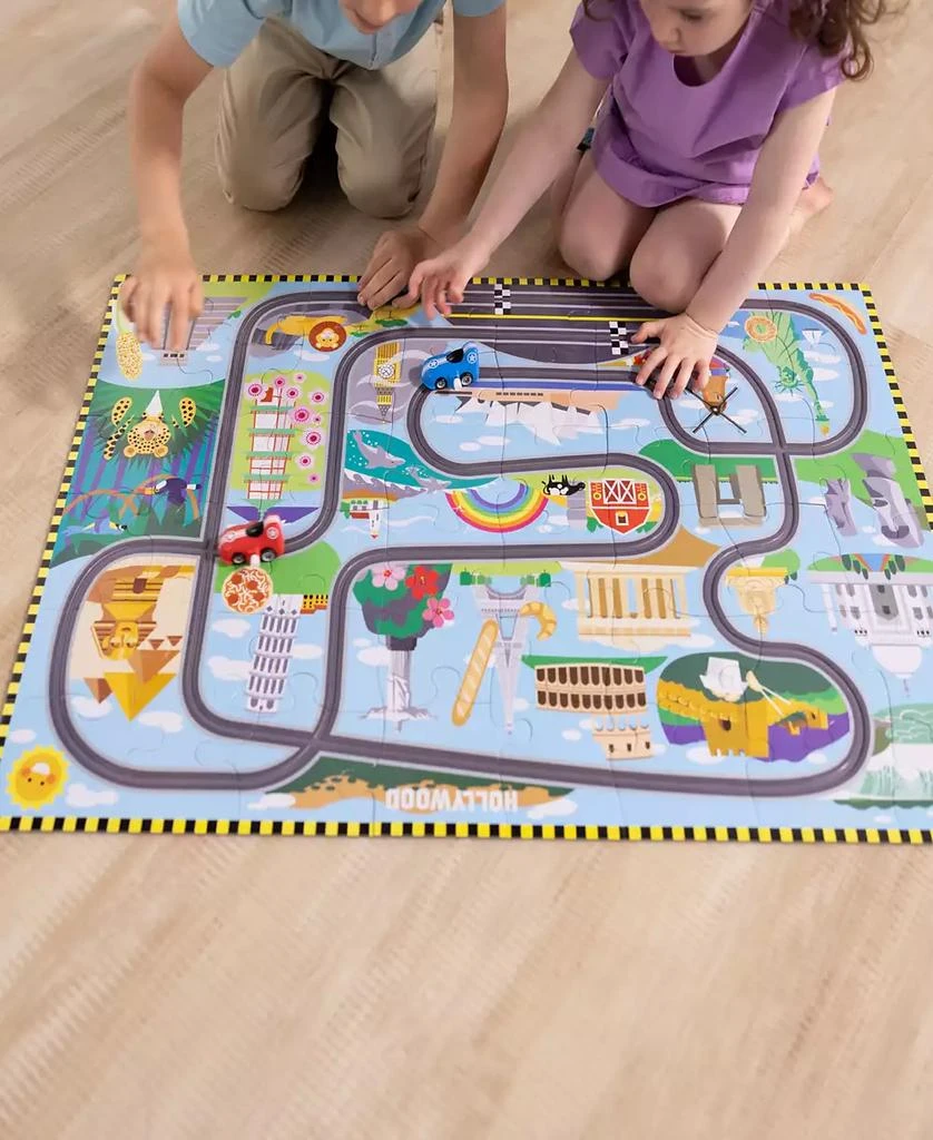 商品Melissa & Doug|Race Track Floor Puzzle and Play Set,价格¥173,第5张图片详细描述