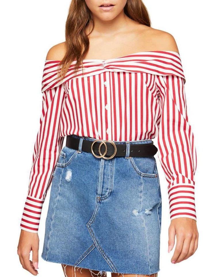 商品Miss Selfridge|Off-the-Shoulder Cotton Button-Down Shirt,价格¥294,第2张图片详细描述