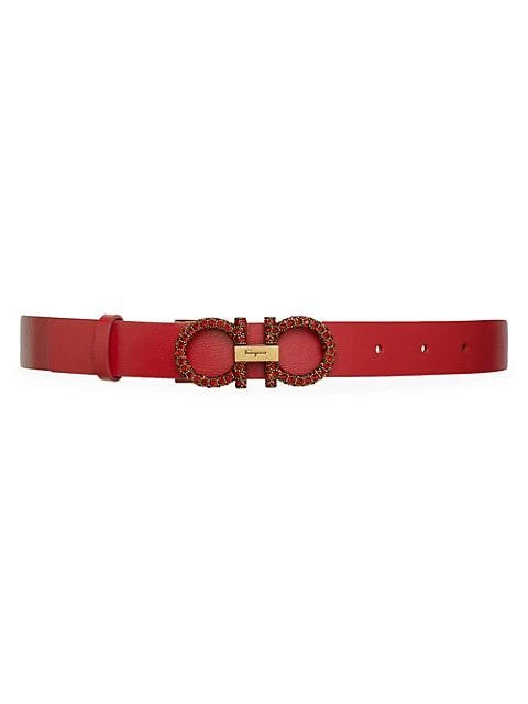 商品Salvatore Ferragamo|New Gancini Jeweled Buckle Leather Belt,价格¥3561,第2张图片详细描述