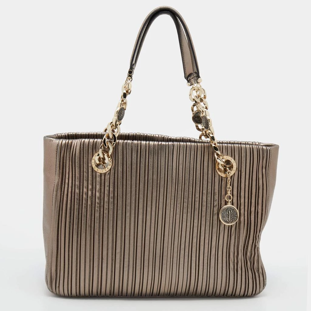 商品[二手商品] BVLGARI|Bvlgari Metallic Leather Monte Plisse Shopper Tote,价格¥2576,第1张图片