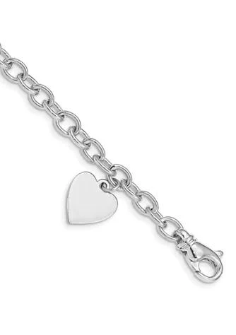 商品Belk & Co.|Co. 14K White Gold 8.5 Inch Polished Link With Heart Charm Bracelet,价格¥11951,第1张图片