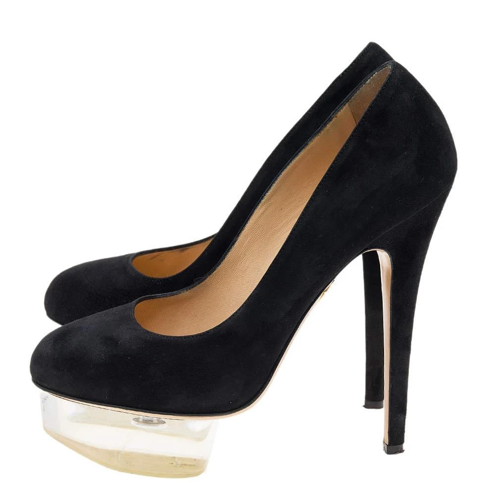 商品[二手商品] Charlotte Olympia|Charlotte Olympia Black Suede Dolly Platform Pumps Size 37.5,价格¥1478,第4张图片详细描述
