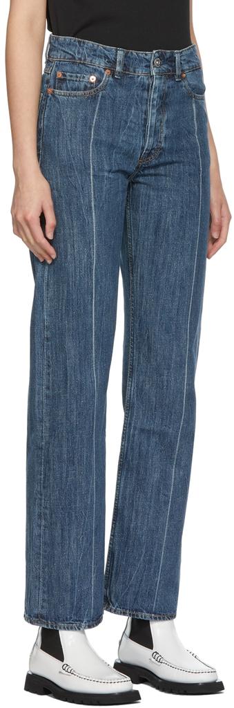 Blue Linear Cut Straight-Leg Jeans商品第2张图片规格展示