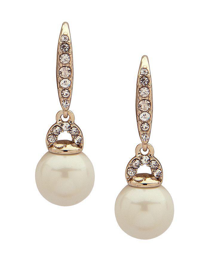 商品Ralph Lauren|Pavé & Simulated Pearl Small Drop Earrings,价格¥251,第3张图片详细描述