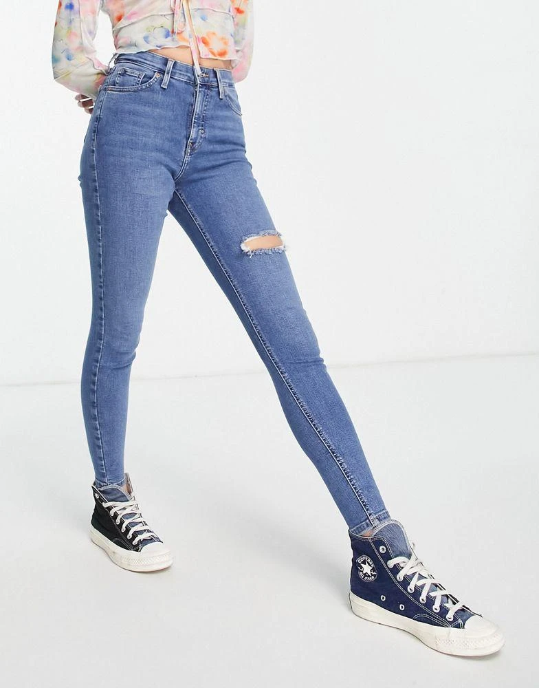 商品Topshop|Topshop Jamie jeans with thigh rip in mid blue,价格¥239,第3张图片详细描述
