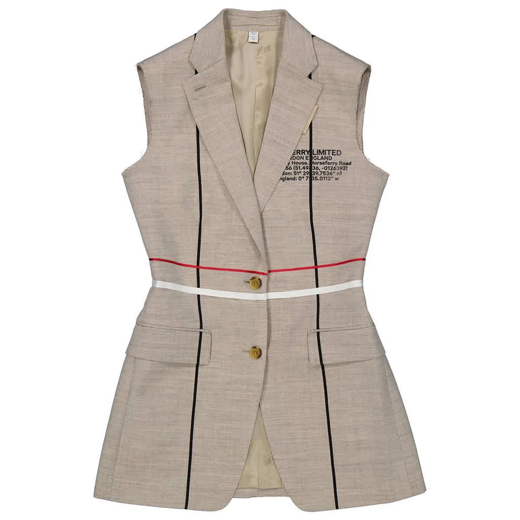商品Burberry|Hattie Ecru Burberry Sleeveless Tailored Blazer,价格¥3225,第1张图片