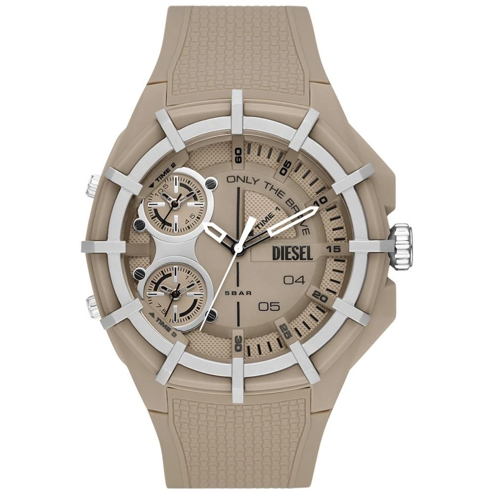 商品Diesel|Men's Chronograph Framed Taupe Silicone Strap Watch 51mm,价格¥1173,第1张图片