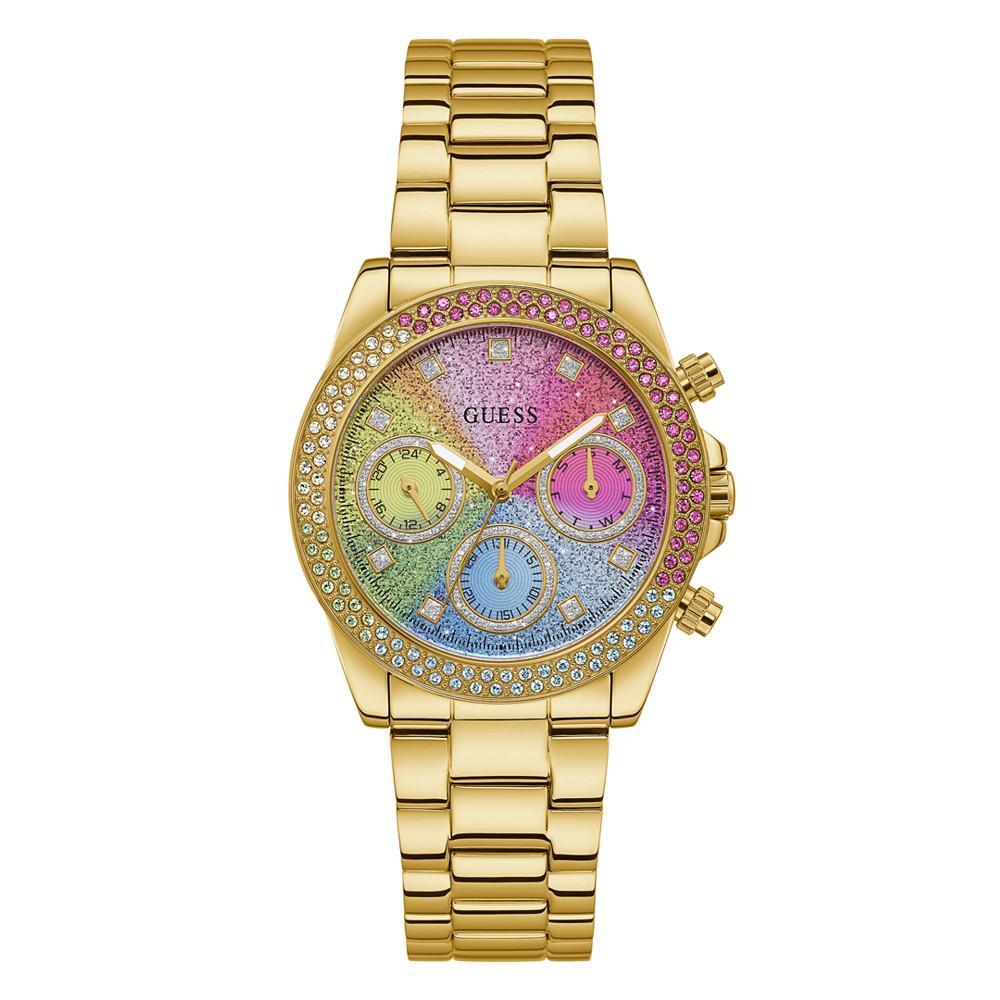 商品GUESS|Women's Gold-Tone Glitz Stainless Steel Bracelet Watch, 38mm,价格¥1347,第1张图片