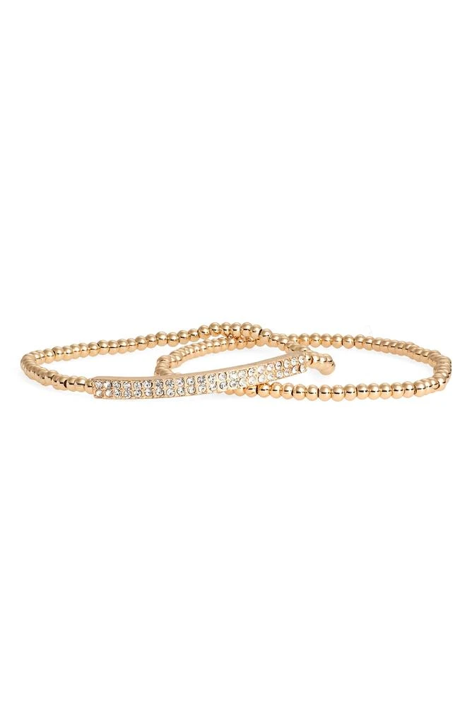 商品Nordstrom|2-Pack Beaded & Pavé Crystal Bar Stretch Bracelets,价格¥51,第1张图片