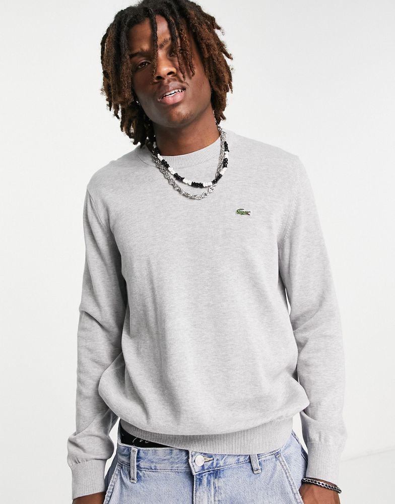 Lacoste crew neck jumper in grey商品第2张图片规格展示