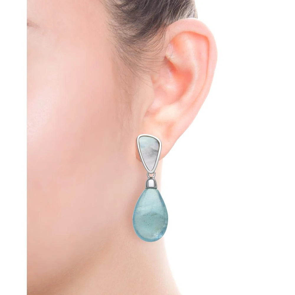 商品Macy's|Milky Aquamarine and Mother of Pearl Earrings in Sterling Silver,价格¥1315,第2张图片详细描述