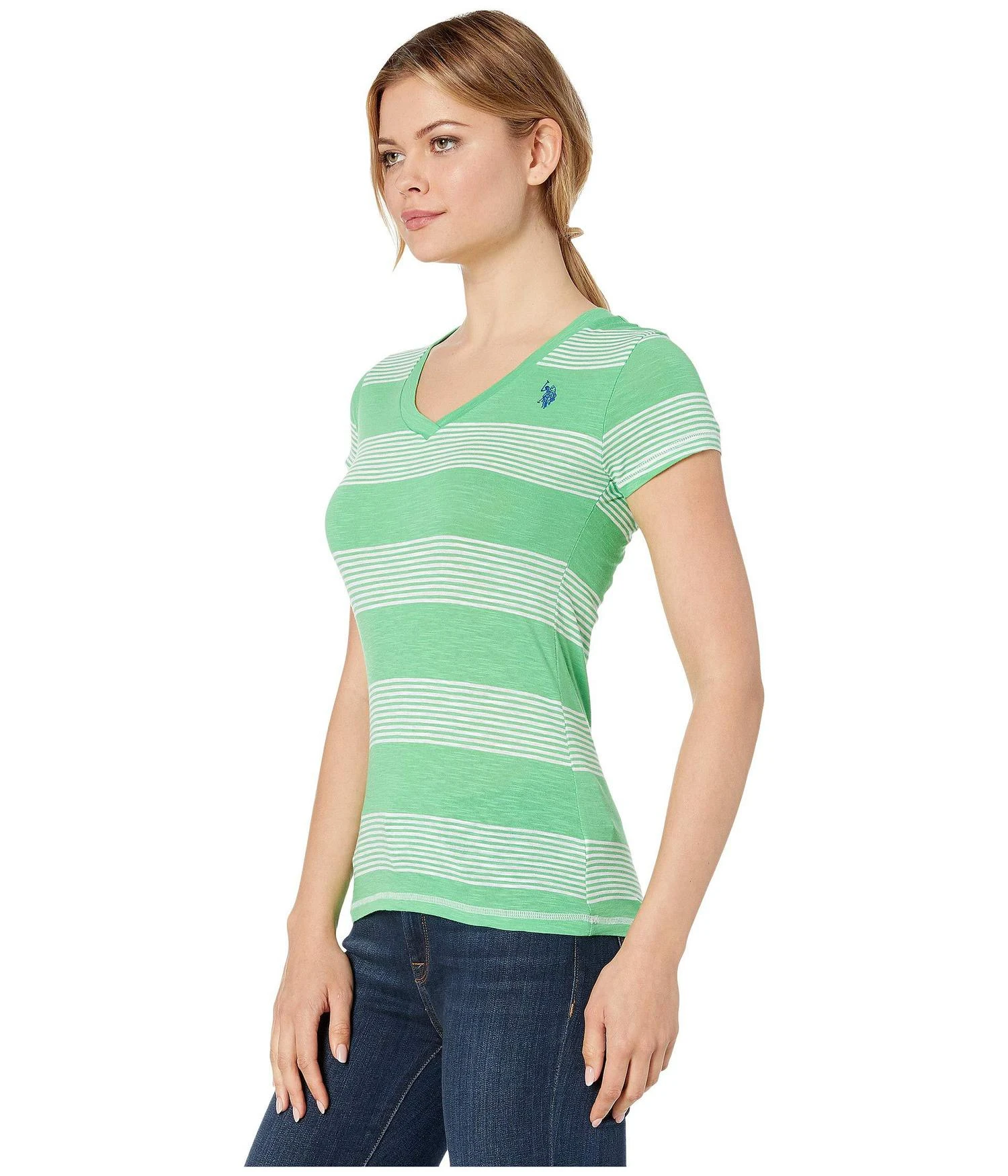 商品U.S. POLO ASSN.|Striped V-Neck Slub T-Shirt,价格¥68,第2张图片详细描述