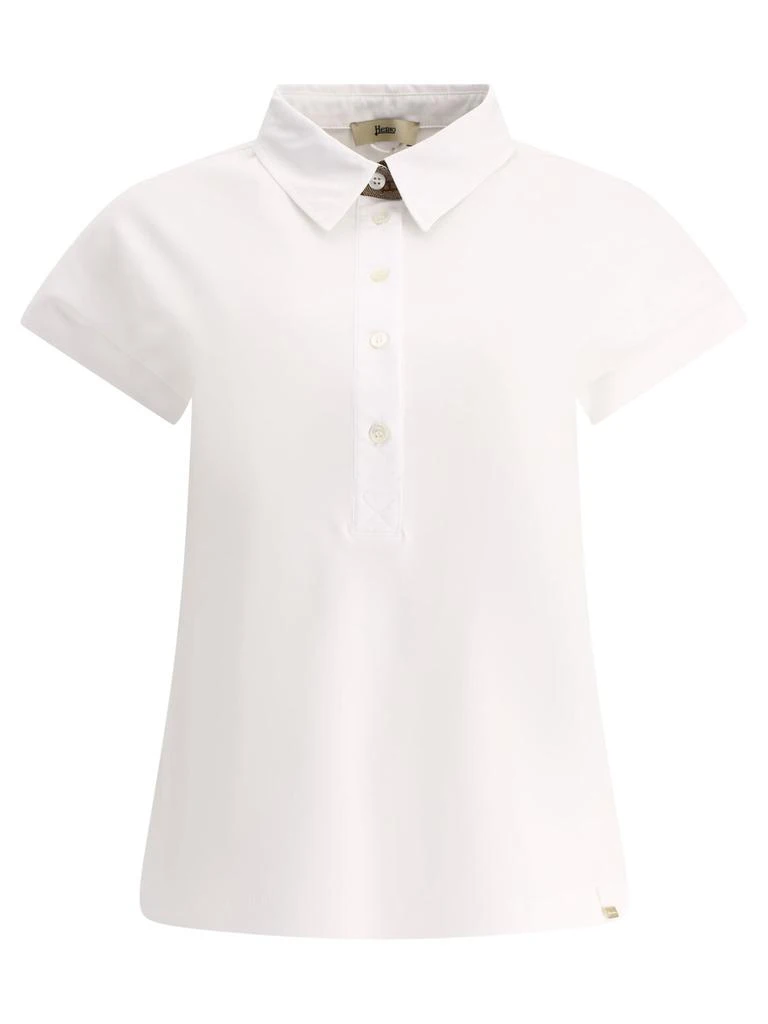 商品Herno|Poplin And Monogram Polo Shirt Polo Shirts White,价格¥1724,第1张图片