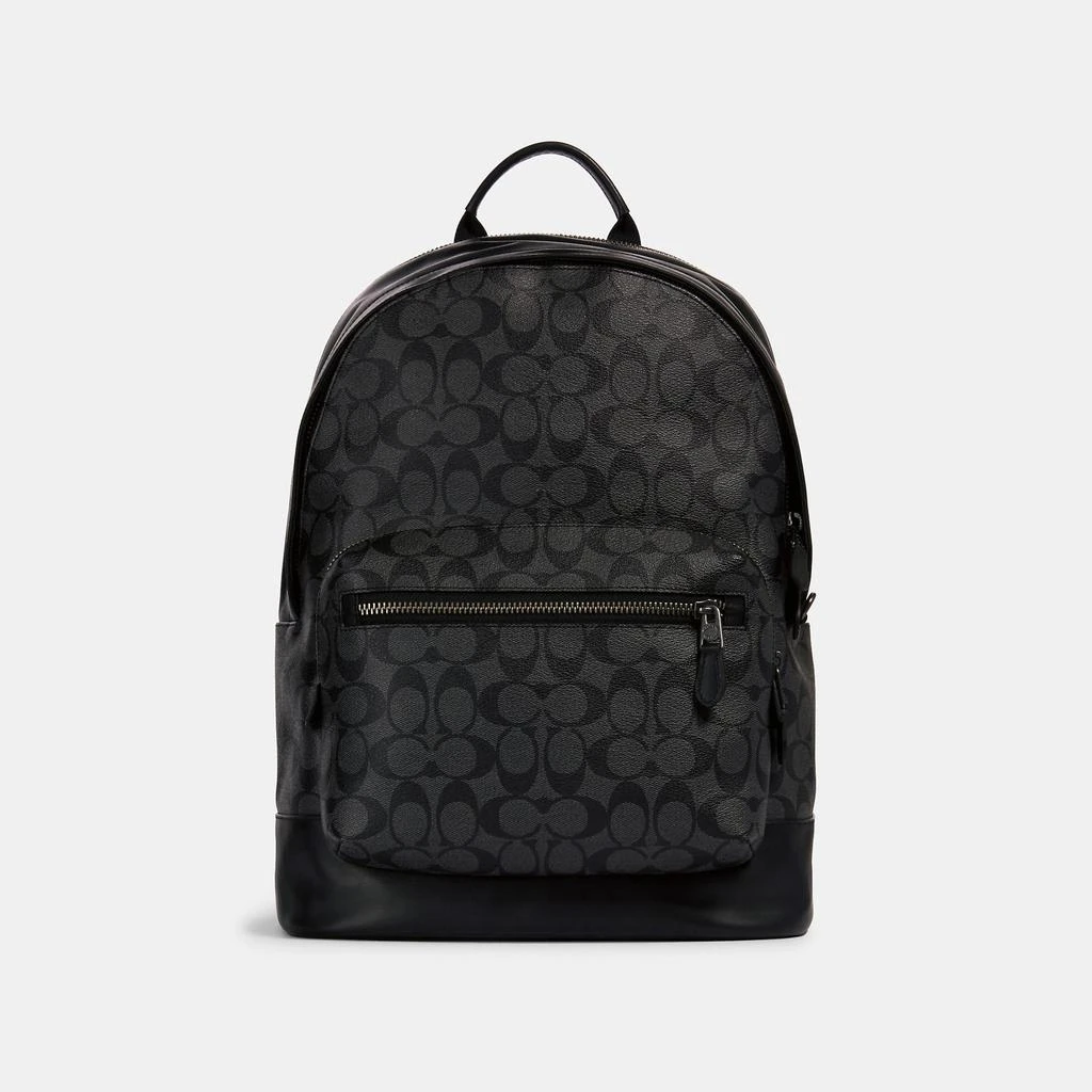 商品Coach|Coach Outlet West Backpack In Signature Canvas,价格¥1948,第1张图片