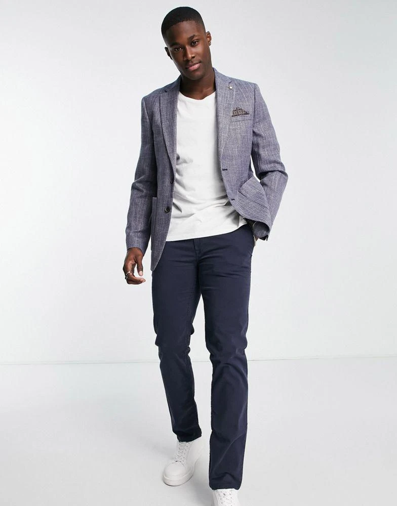 商品Burton Menswear|Burton textured blazer in mid blue,价格¥352,第1张图片