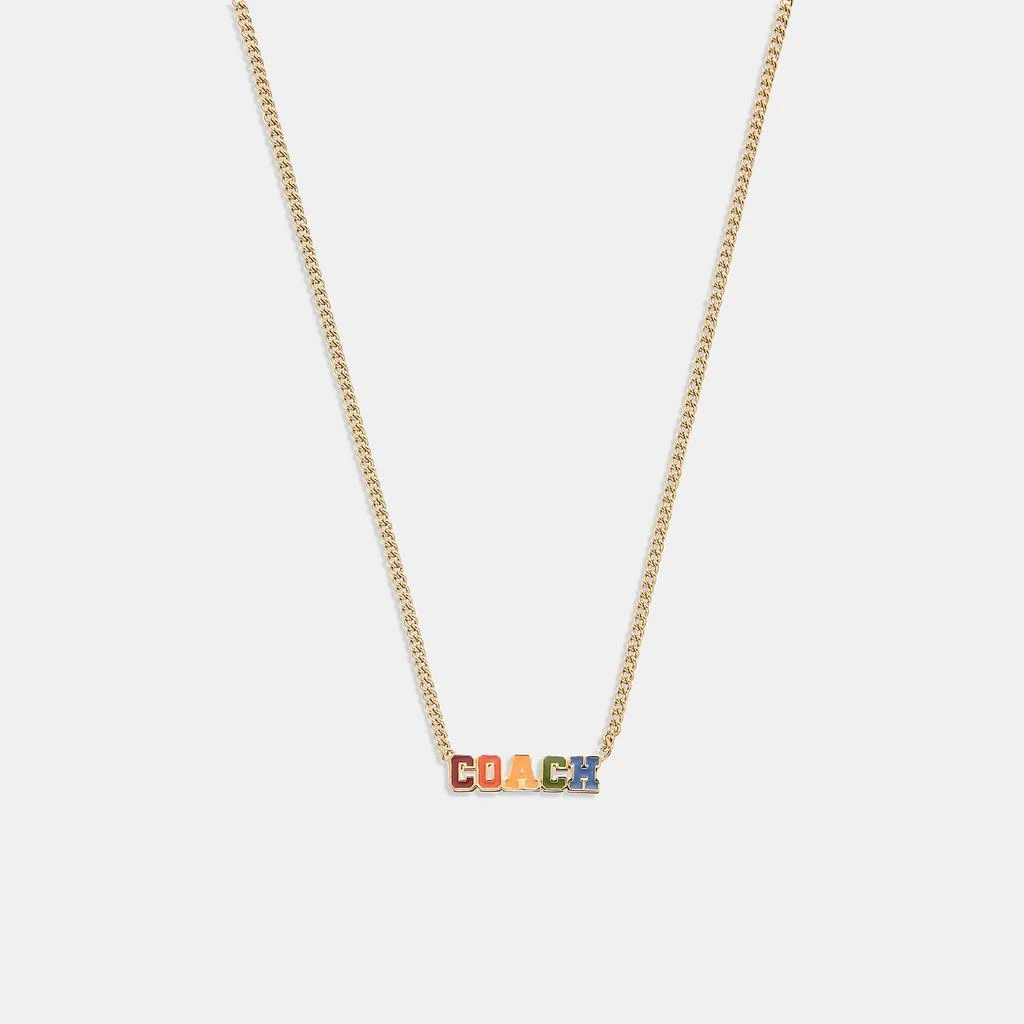 商品Coach|Coach Outlet Logo Varsity Necklace,价格¥250,第2张图片详细描述