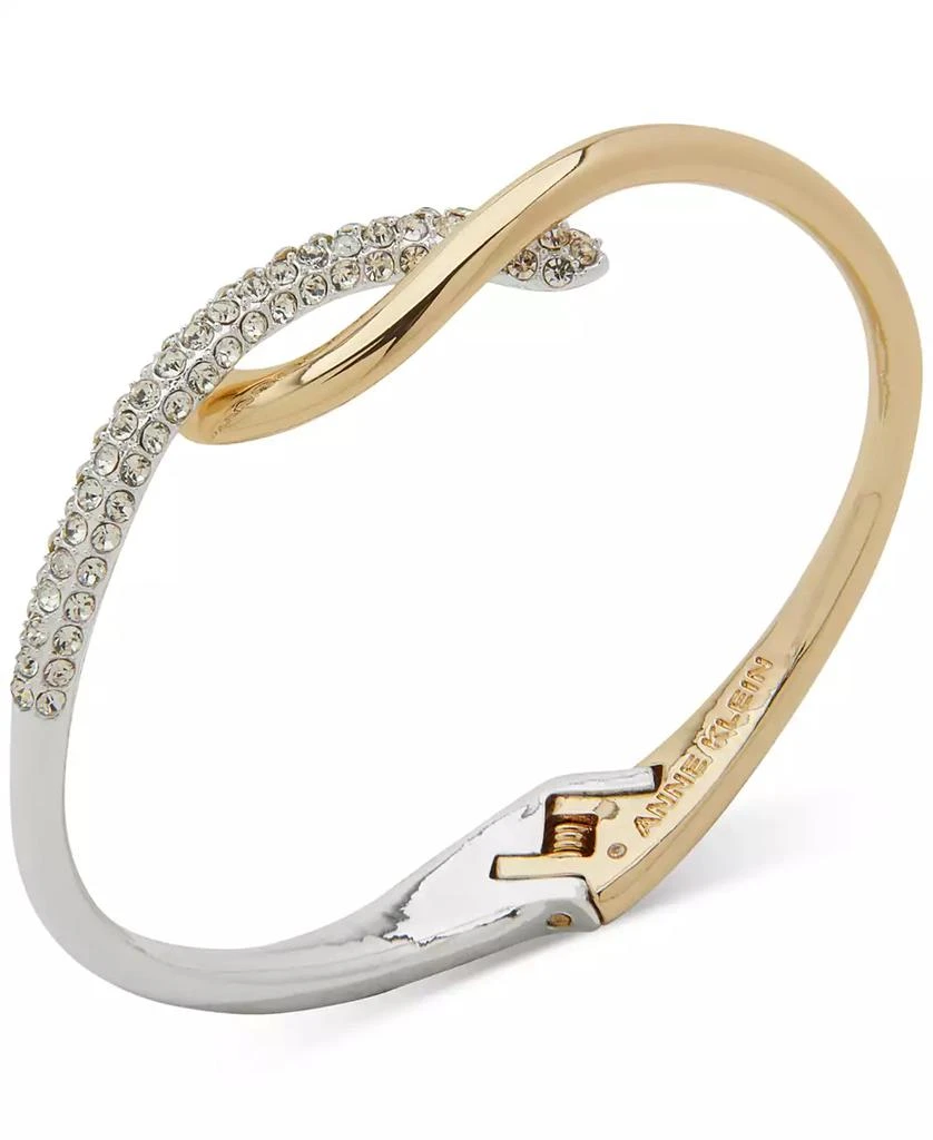 商品Anne Klein|Two-Tone Crystal Pavé Twist Crossover Bangle Bracelet,价格¥151,第1张图片