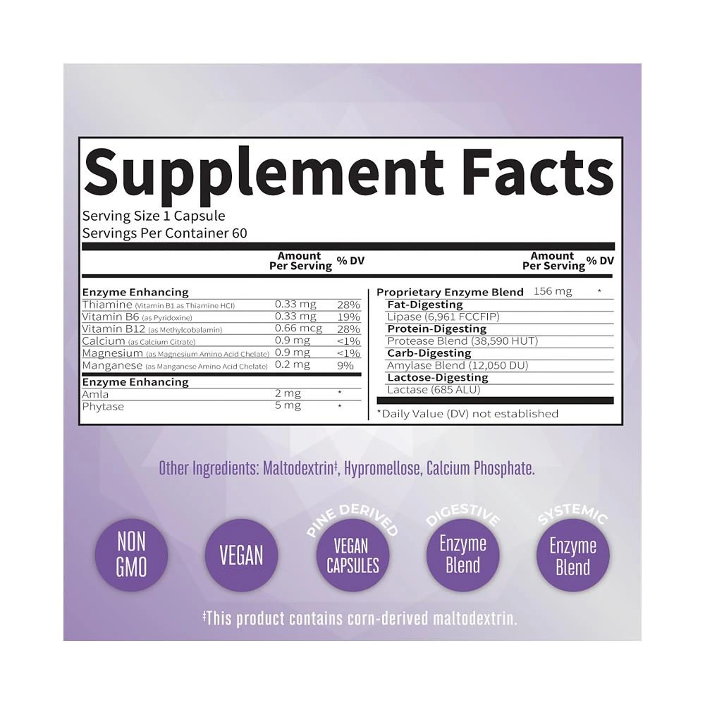 商品MaryRuth Organics|Lipase Enzymes Capsules, 60 ct,价格¥164,第2张图片详细描述