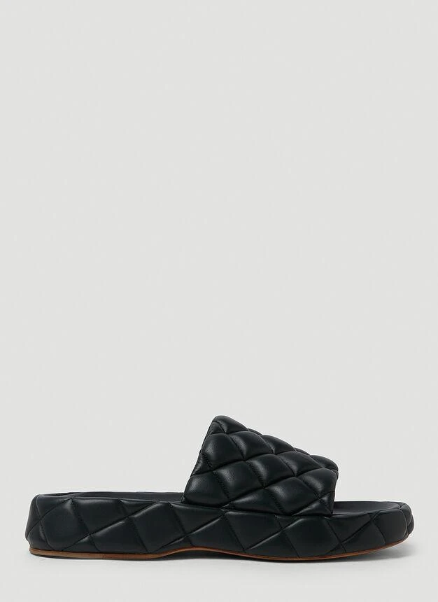 商品Bottega Veneta|Padded Platform Slides in Dark Green,价格¥9965,第1张图片