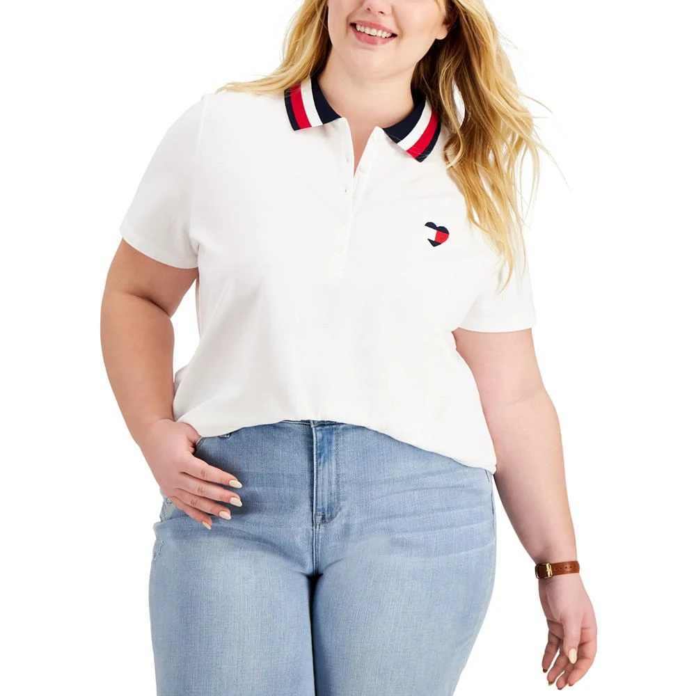 商品Tommy Hilfiger|Plus Size Stripe-Collar Polo,价格¥163,第1张图片