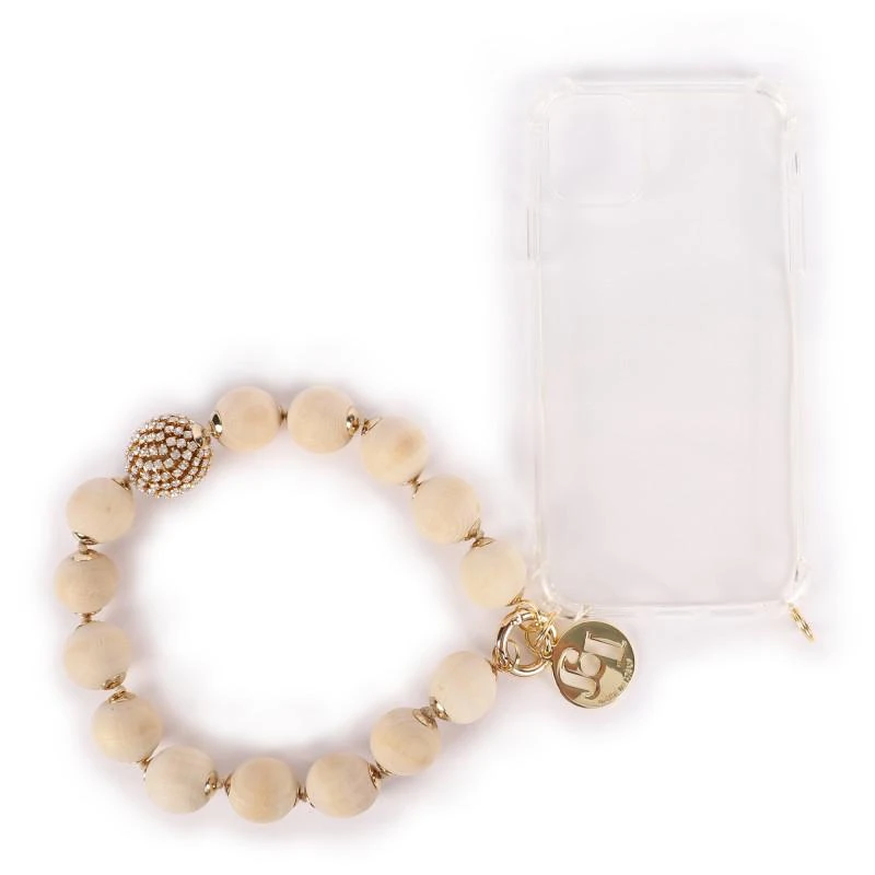 商品ROSANTICA|Wooden beads and clear crystals detailing case for iphone 11,价格¥1496,第2张图片详细描述
