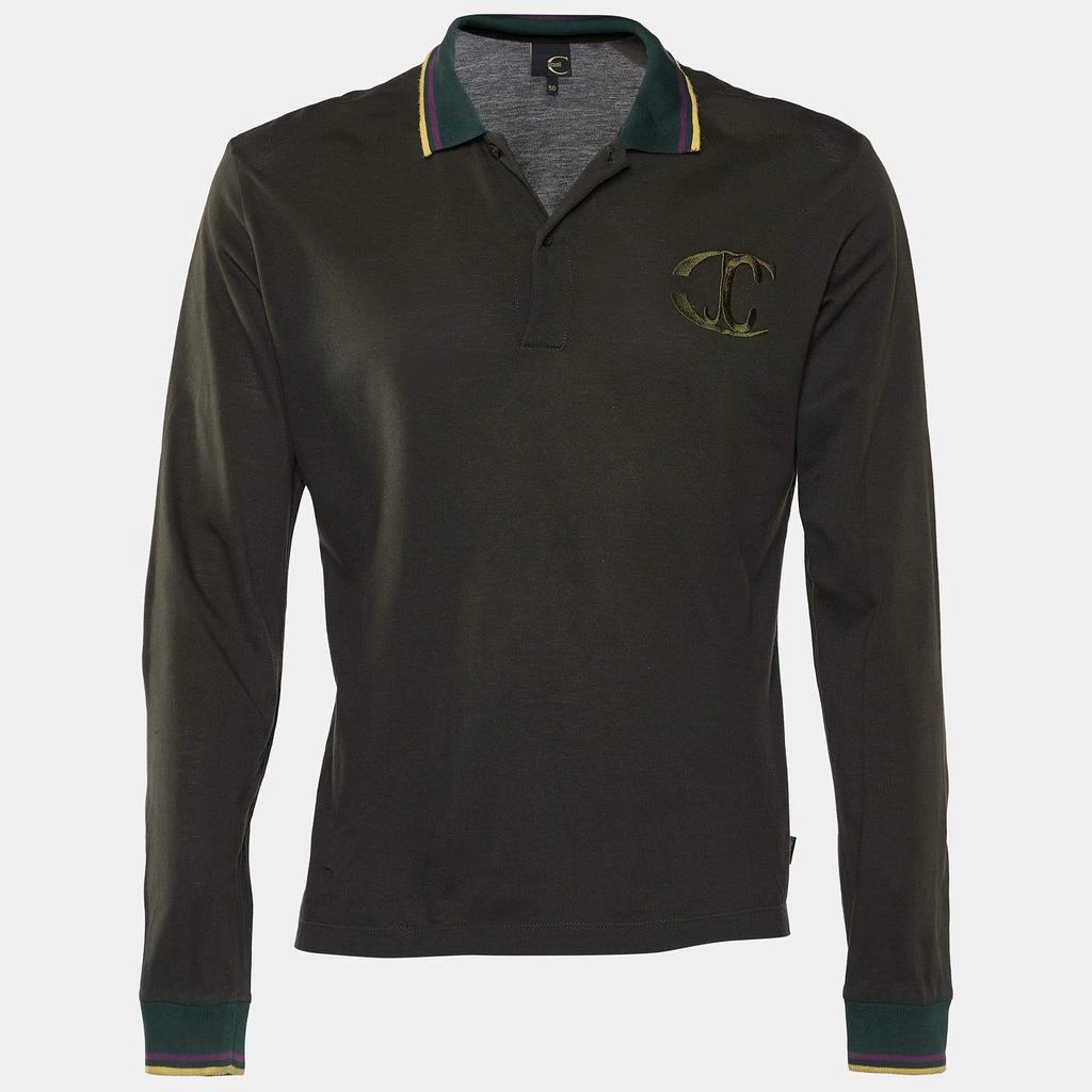 商品[二手商品] Just Cavalli|Just Cavalli Olive Green Cotton Pique Long Sleeve Polo T-Shirt L,价格¥822,第1张图片