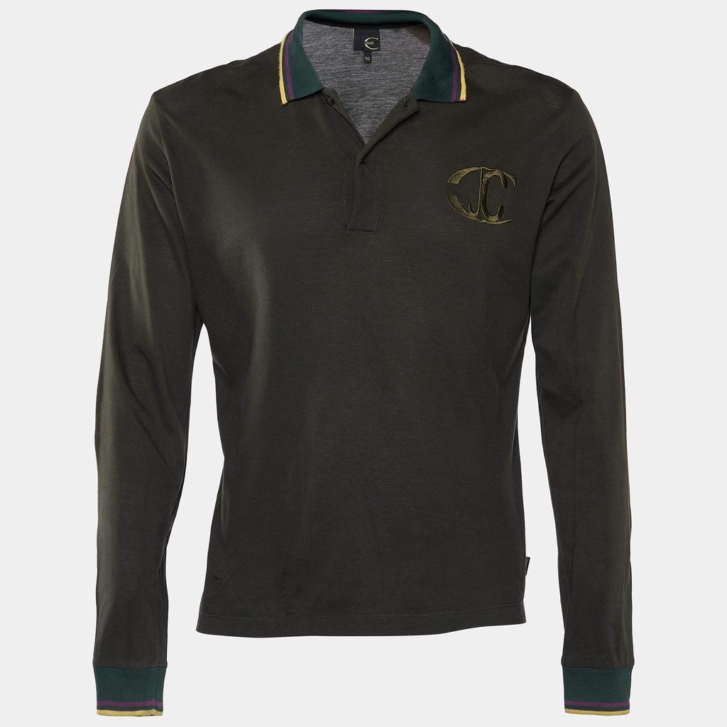 商品[二手商品] Just Cavalli|Just Cavalli Olive Green Cotton Pique Long Sleeve Polo T-Shirt L,价格¥1260,第1张图片