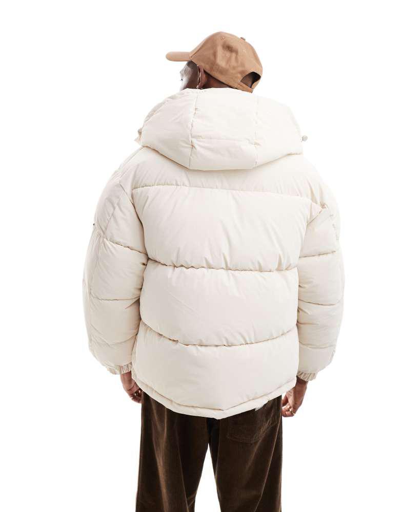 Sixth June irridscent logo detail puffer jacket in beige