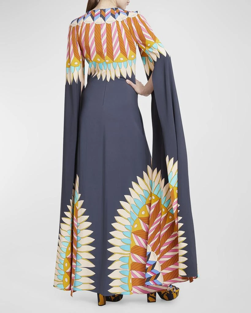 Hathor Placee Printed Gown with Cape Sleeves 商品