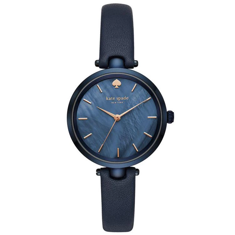 商品Kate Spade|Women's Holland Navy Leather Strap Watch 34mm,价格¥1459,第1张图片