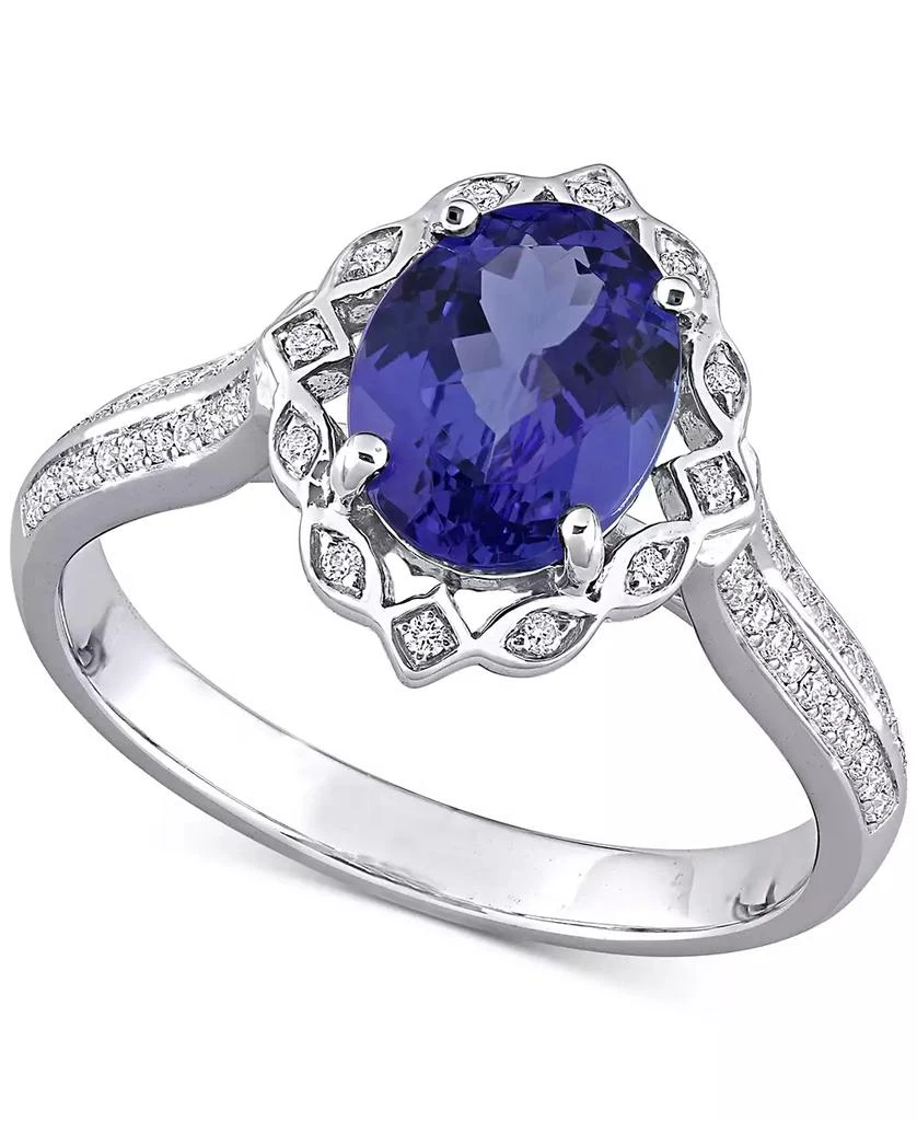 商品Macy's|Tanzanite (1-4/5 ct. t.w.) & Diamond (1/6 ct. t.w.) Statement Ring in 14k White Gold,价格¥18061,第1张图片