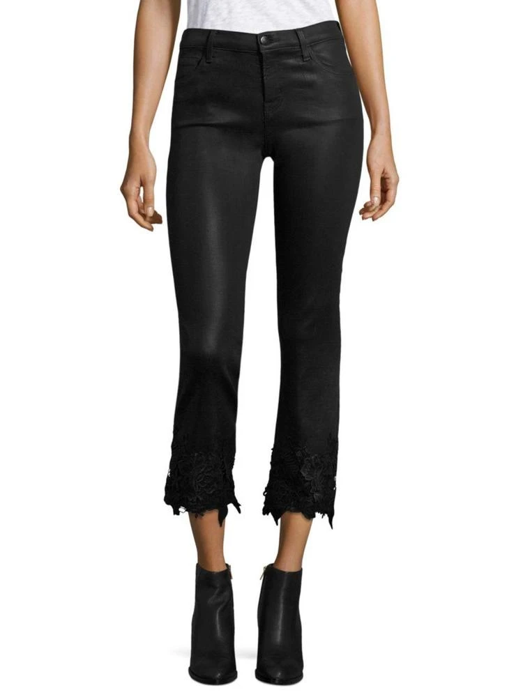 商品J Brand|Selena Coated Scalloped Cropped Bootcut Jeans,价格¥2064,第1张图片