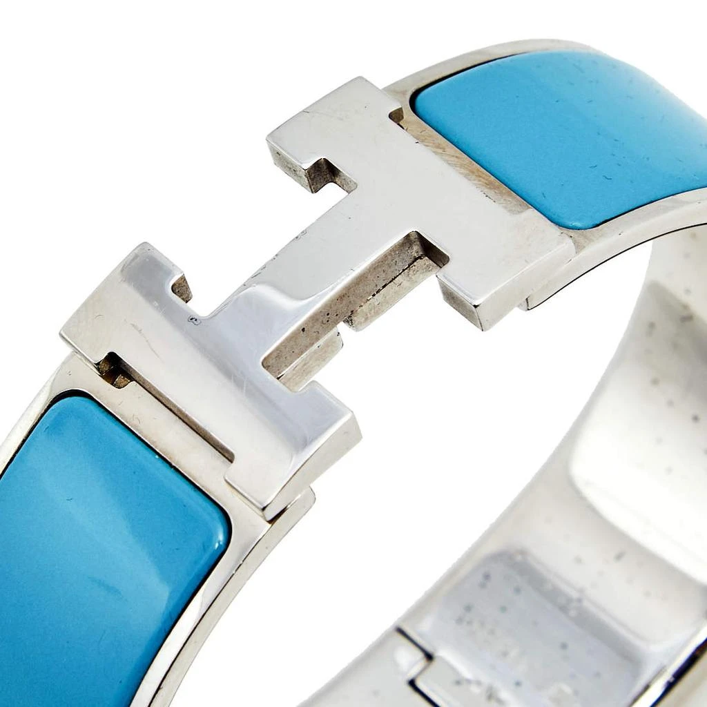 商品[二手商品] Hermes|Hermès Clic Clac H Blue Enamel Palladium Plated Wide Bracelet,价格¥2866,第3张图片详细描述